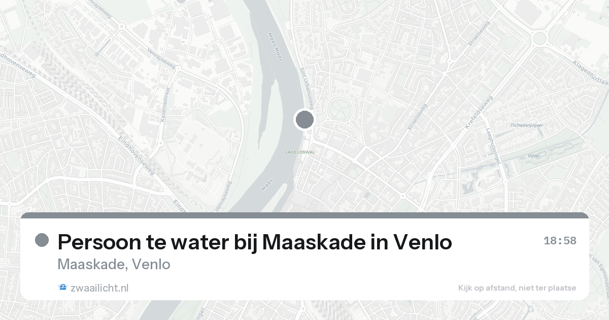 Persoon te water bij Maaskade in Venlo — 22 aug 2026