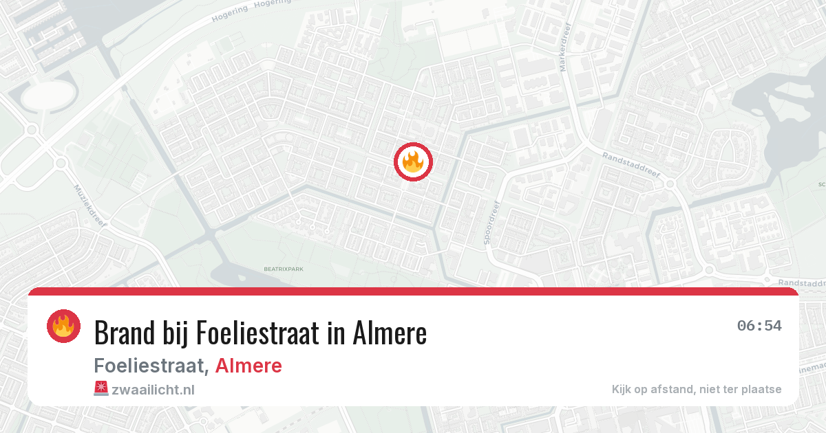 Brand bij Foeliestraat in Almere — 27 jun 2026
