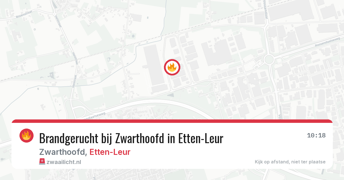 Brandgerucht bij Zwarthoofd in Etten-Leur — 13 jul 2026
