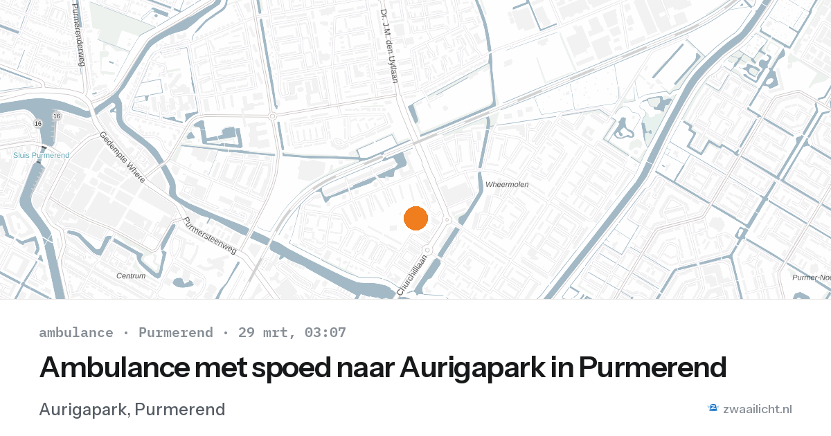 Ambulance met spoed naar Aurigapark in Purmerend — 29 mrt 2026