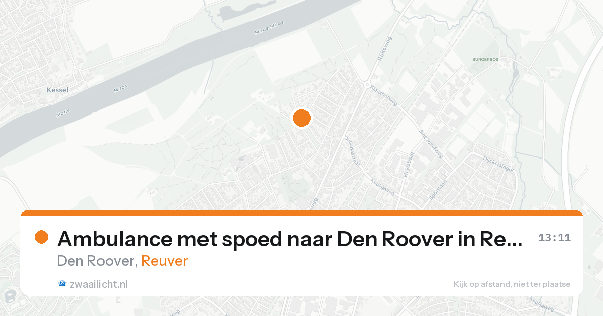Ambulance met spoed naar Den Roover in Reuver — 20 aug 2026