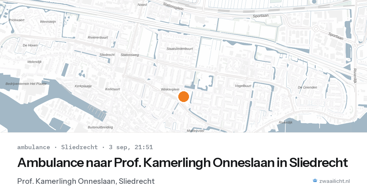 Ambulance naar Prof. Kamerlingh Onneslaan in Sliedrecht — 3 sep 2026