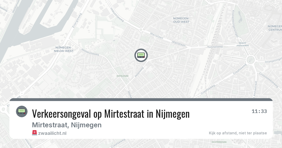 Verkeersongeval op Mirtestraat in Nijmegen — 7 apr 2026