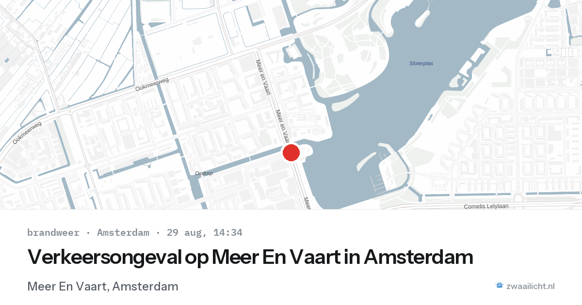Verkeersongeval op Meer En Vaart in Amsterdam — 29 aug 2026