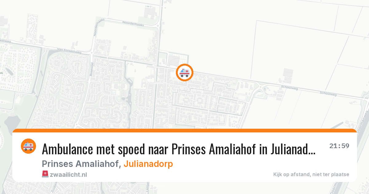 Ambulance met spoed naar Prinses Amaliahof in Julianadorp — 11 aug 2026