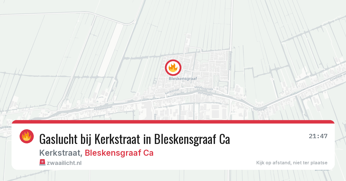 Gaslucht bij Kerkstraat in Bleskensgraaf Ca — 26 apr 2026