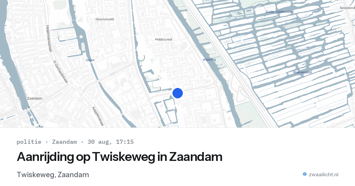 Aanrijding op Twiskeweg in Zaandam — 30 aug 2026