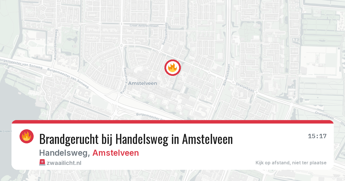 Brandgerucht bij Handelsweg in Amstelveen — 16 mrt 2026