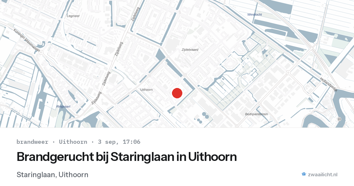 Brandgerucht bij Staringlaan in Uithoorn — 3 sep 2026