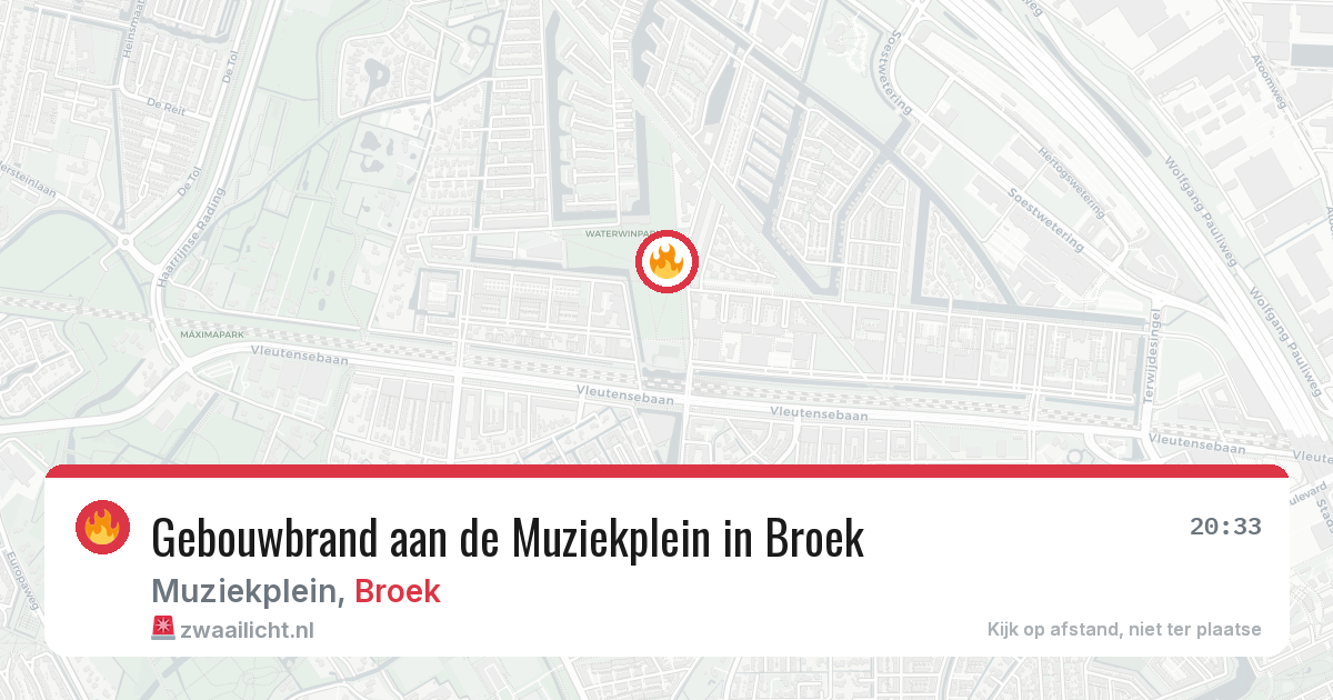 Gebouwbrand aan de Muziekplein in Broek — 11 jul 2026