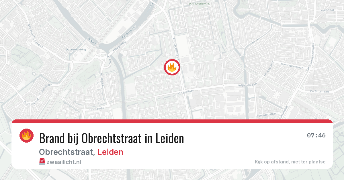 Brand bij Obrechtstraat in Leiden — 6 jul 2026