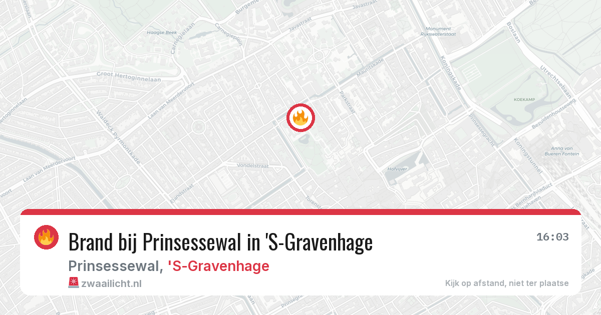 Brand bij Prinsessewal in 'S-Gravenhage — 16 mei 2026