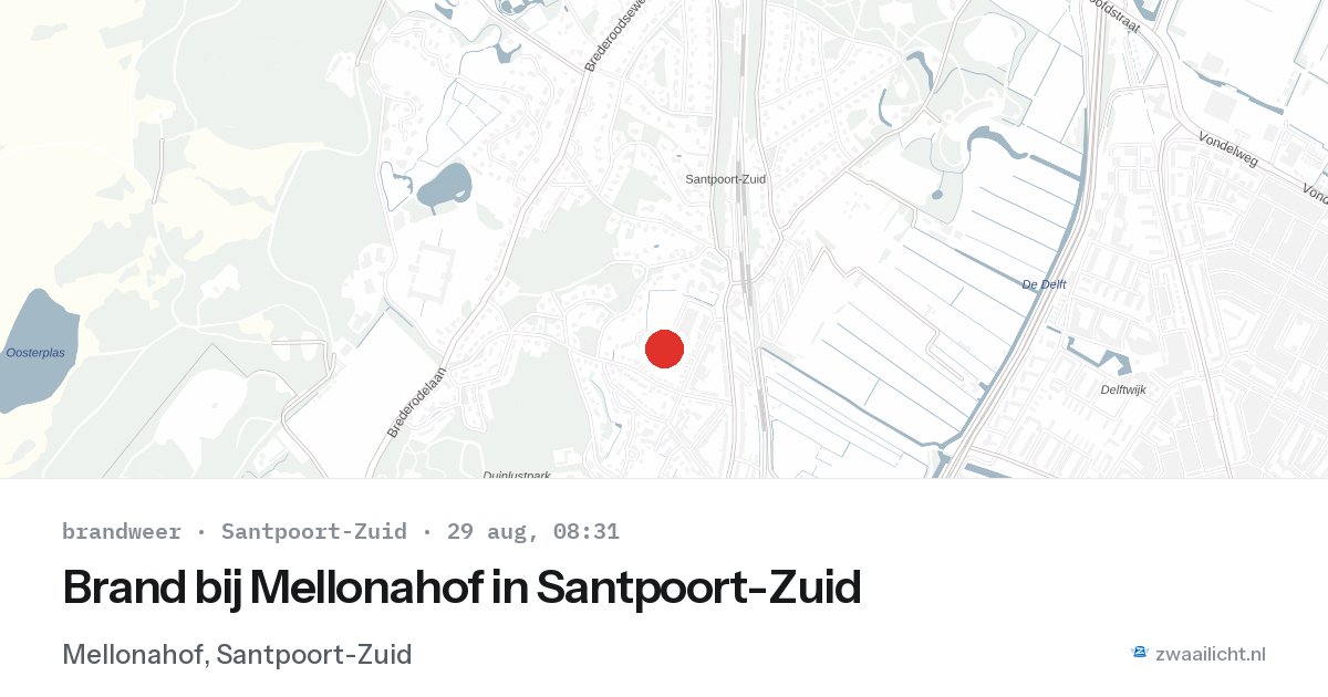 Brand bij Mellonahof in Santpoort-Zuid — 29 aug 2026