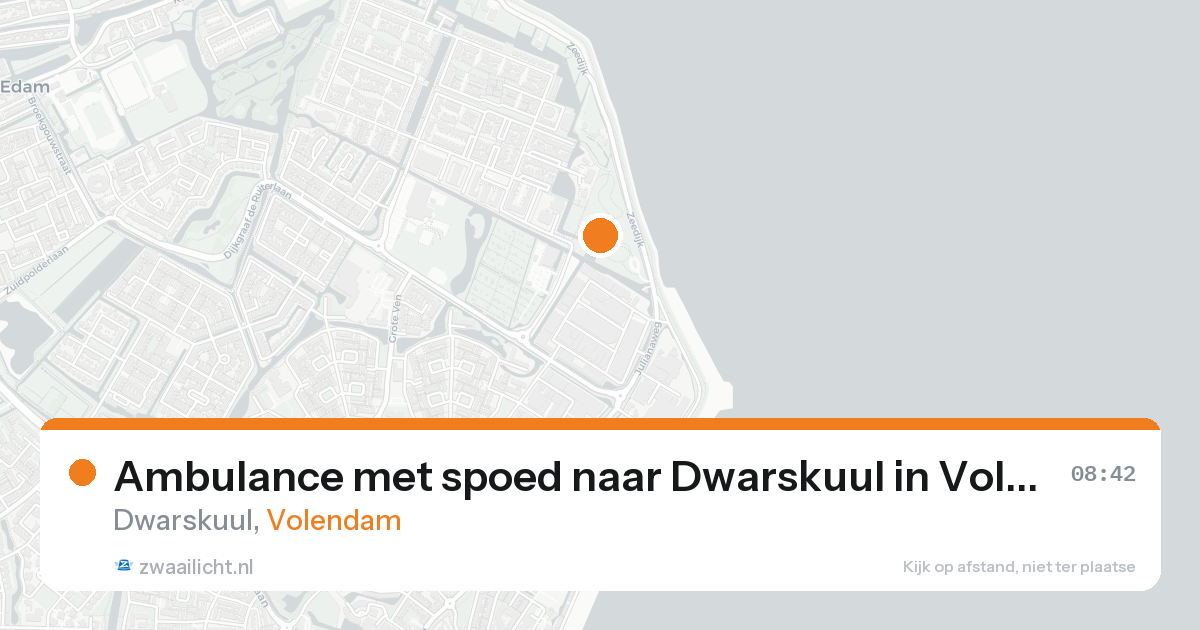Ambulance met spoed naar Dwarskuul in Volendam — 20 aug 2026
