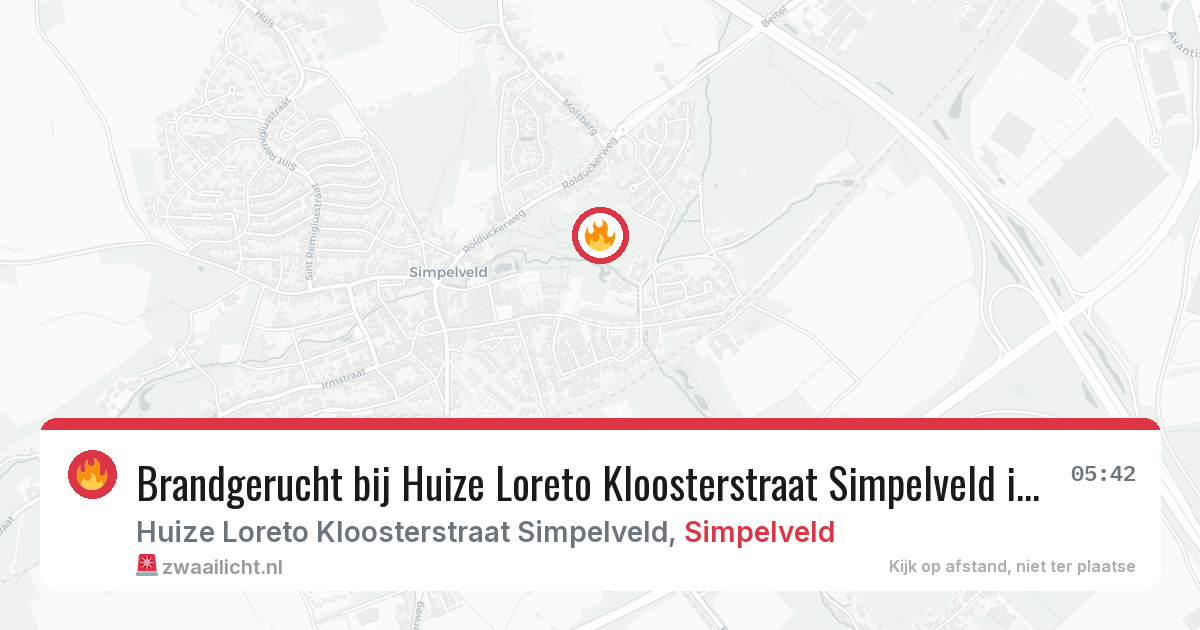 Brandgerucht bij Huize Loreto Kloosterstraat Simpelveld in Simpelveld — 22 jun 2026