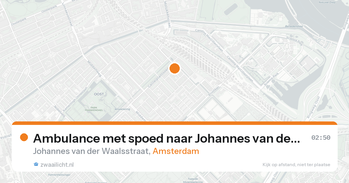 Ambulance met spoed naar Johannes van der Waalsstraat in Amsterdam — 21 aug 2026