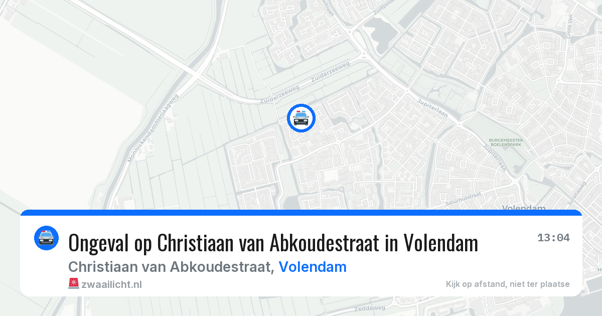 Ongeval op Christiaan van Abkoudestraat in Volendam — 13 jul 2026