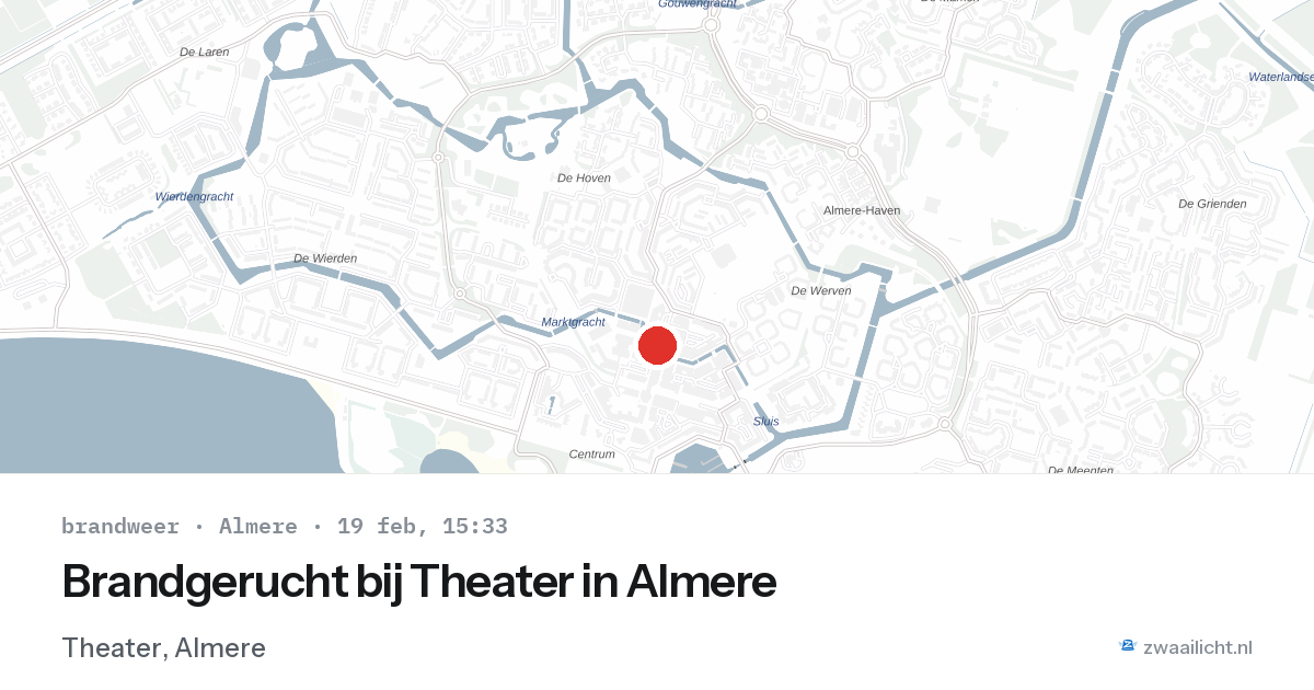 Brandgerucht bij Theater in Almere — 19 feb 2026