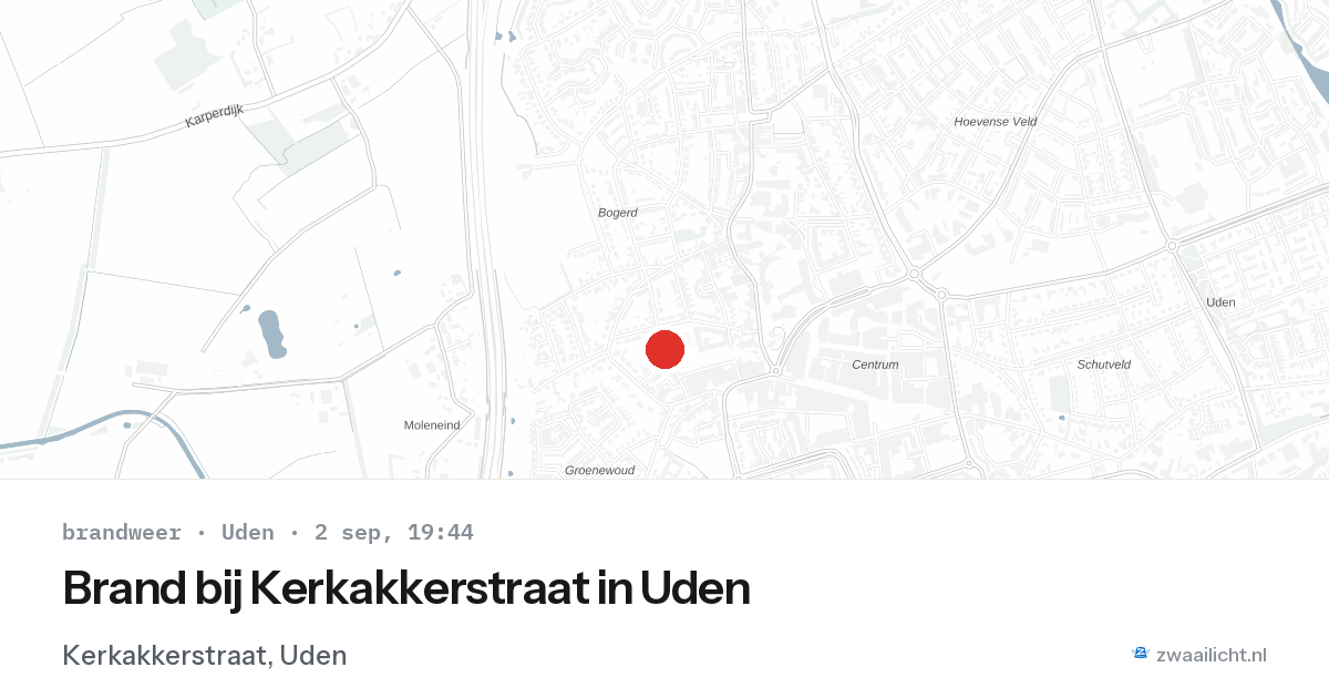 Brand bij Kerkakkerstraat in Uden — 2 sep 2026