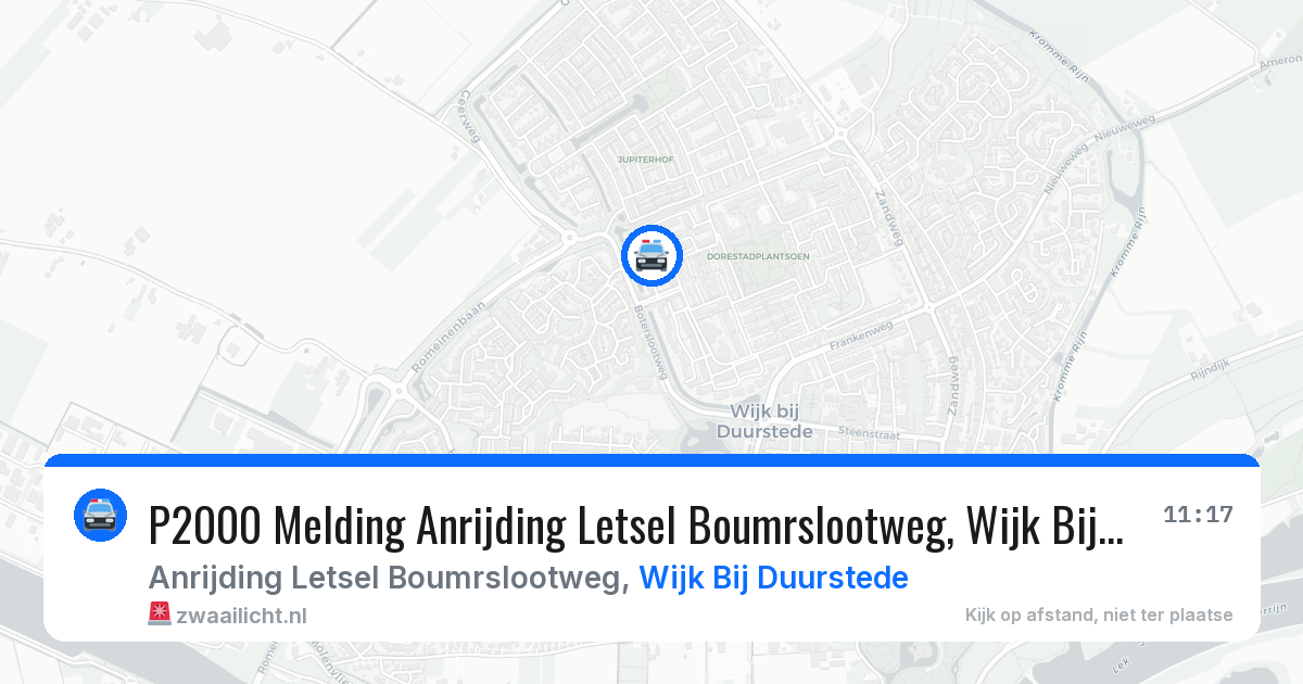 P2000 Melding Anrijding Letsel Boumrslootweg, Wijk Bij Duurstede — 4 mei 2026