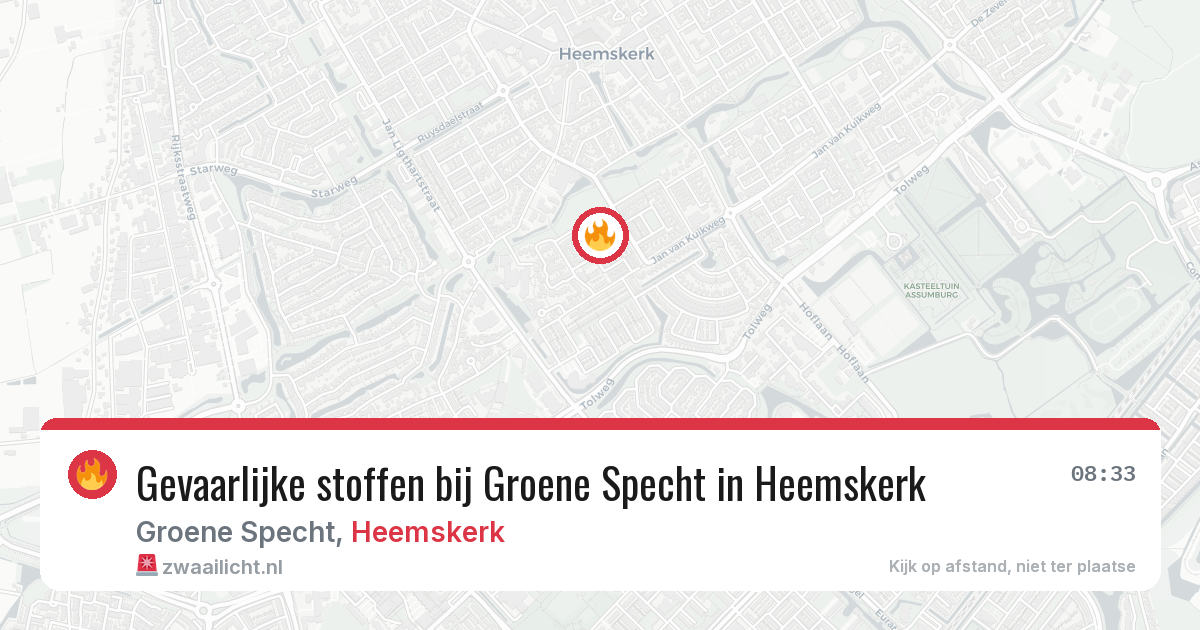 Gevaarlijke stoffen bij Groene Specht in Heemskerk — 11 apr 2026