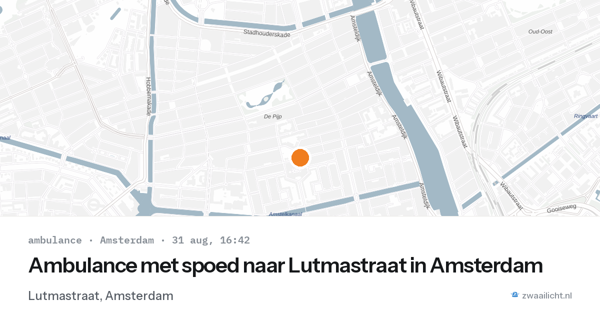 Ambulance met spoed naar Lutmastraat in Amsterdam — 31 aug 2026