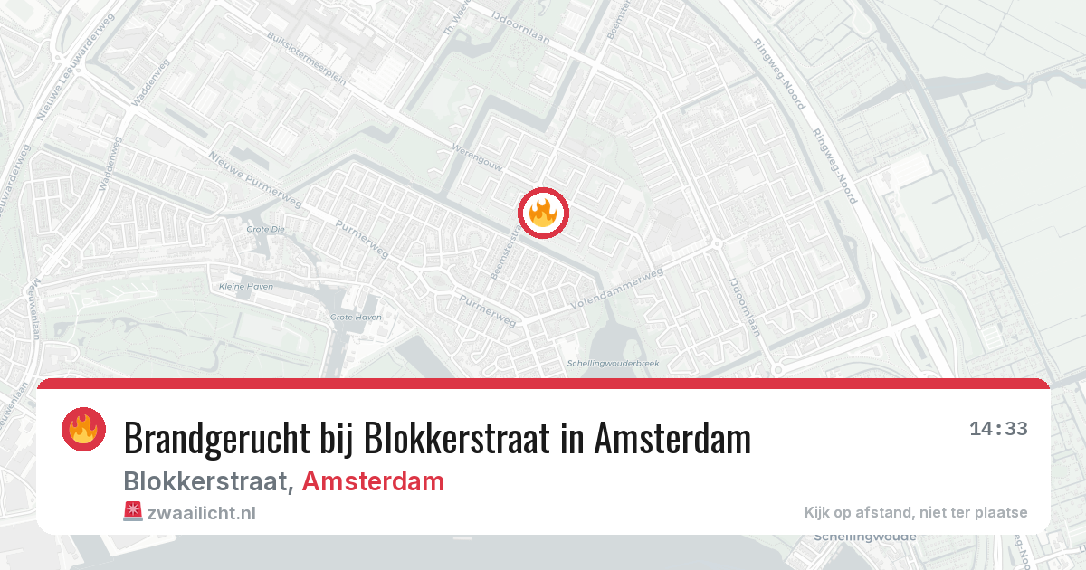 Brandgerucht bij Blokkerstraat in Amsterdam — 6 feb 2026