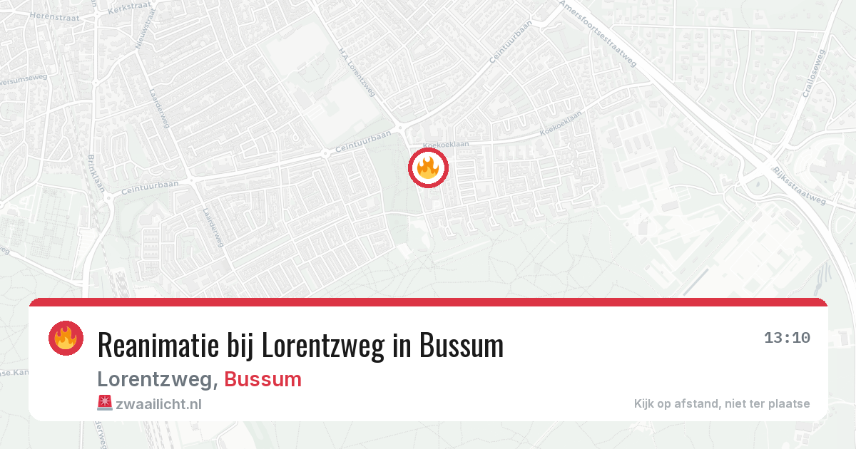 Reanimatie bij Lorentzweg in Bussum — 28 mrt 2026