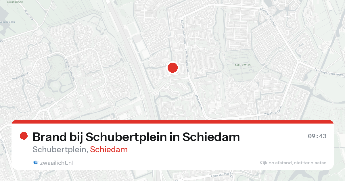 Brand bij Schubertplein in Schiedam — 15 aug 2026