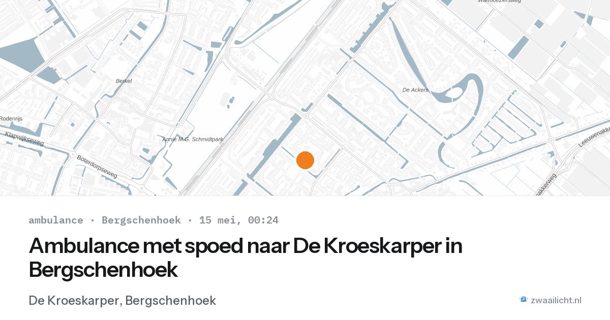 Ambulance met spoed naar De Kroeskarper in Bergschenhoek — 14 mei 2026