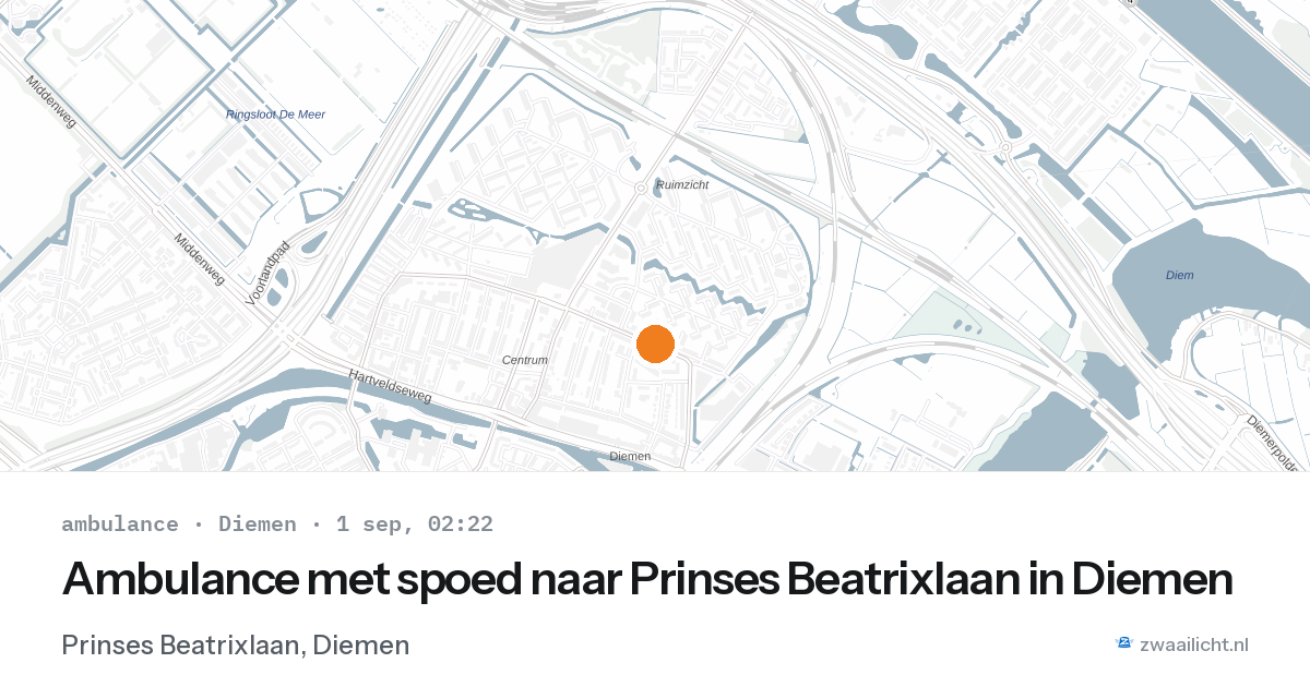 Ambulance met spoed naar Prinses Beatrixlaan in Diemen — 1 sep 2026