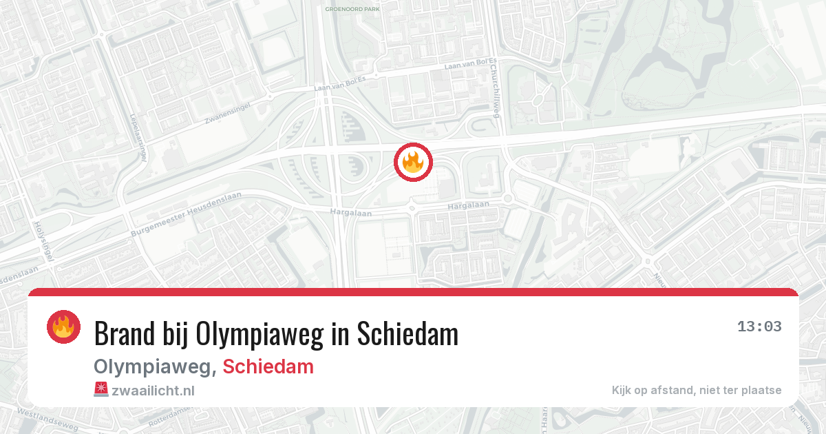 Brand bij Olympiaweg in Schiedam — 15 mei 2026