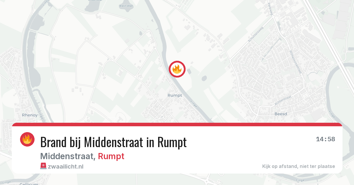 Brand bij Middenstraat in Rumpt — 13 mrt 2026