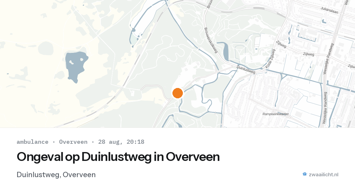 Ongeval op Duinlustweg in Overveen — 28 aug 2026