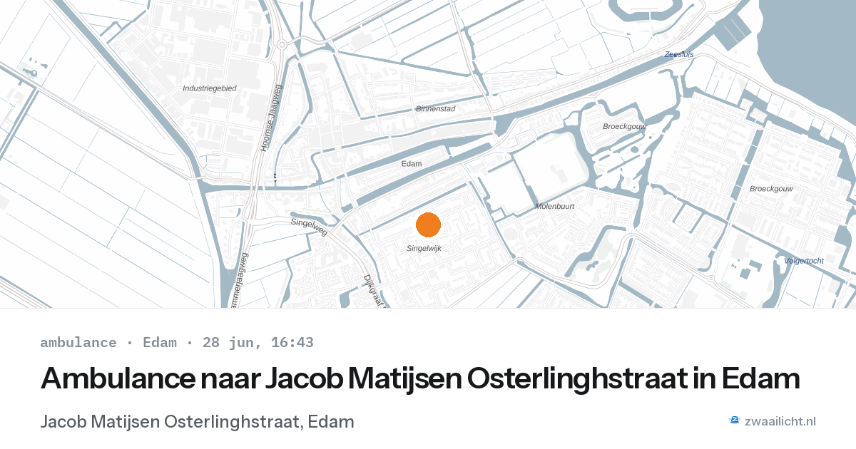 Ambulance naar Jacob Matijsen Osterlinghstraat in Edam — 28 jun 2026