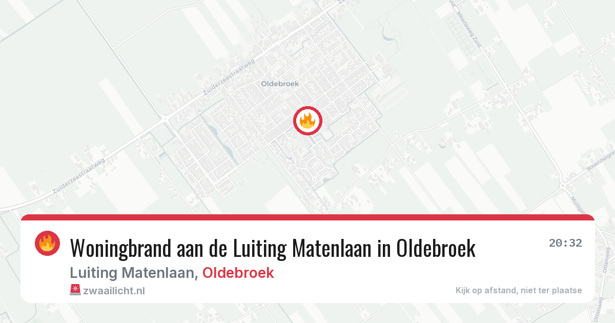 Woningbrand aan de Luiting Matenlaan in Oldebroek — 9 jun 2026