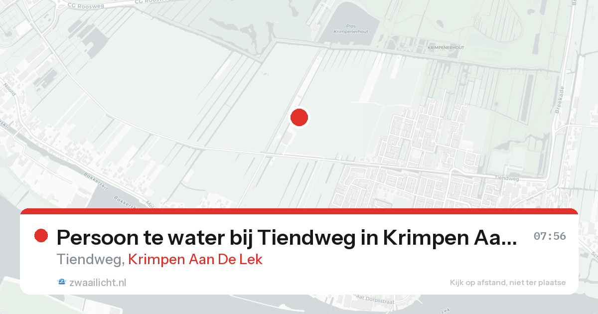 Persoon te water bij Tiendweg in Krimpen Aan De Lek — 15 aug 2026