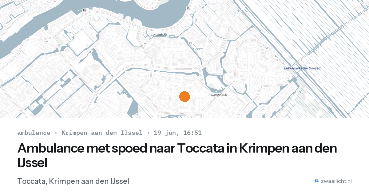Ambulance met spoed naar Toccata in Krimpen aan den IJssel — 19 jun 2026