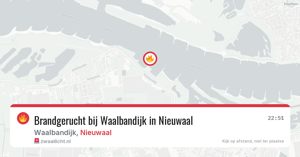 Brandgerucht bij Waalbandijk in Nieuwaal — 4 jul 2026