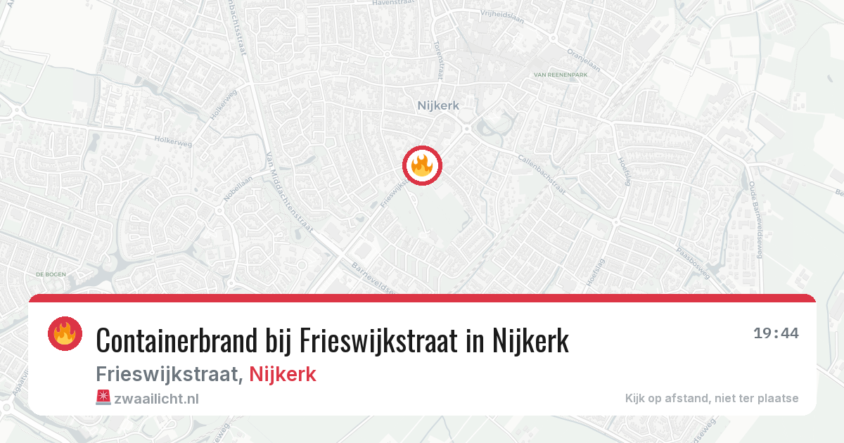 Containerbrand bij Frieswijkstraat in Nijkerk — 24 mei 2026