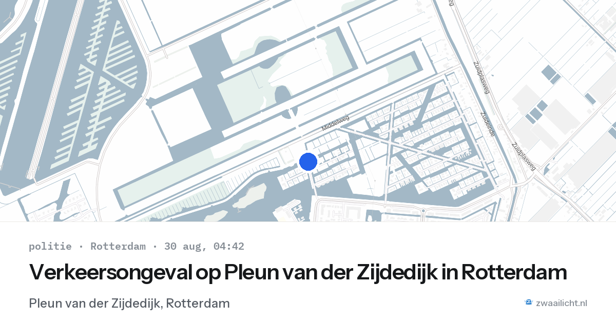 Verkeersongeval op Pleun van der Zijdedijk in Rotterdam — 30 aug 2026