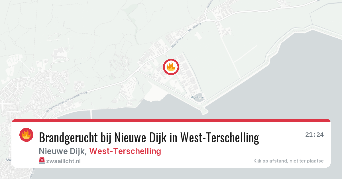 Brandgerucht bij Nieuwe Dijk in West-Terschelling — 24 jul 2026