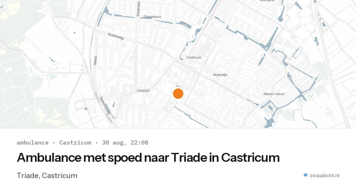 Ambulance met spoed naar Triade in Castricum — 30 aug 2026