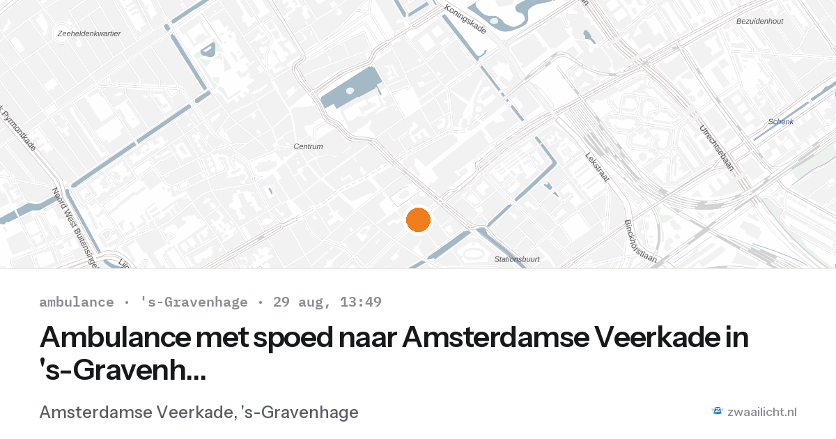 Ambulance met spoed naar Amsterdamse Veerkade in 's-Gravenhage — 29 aug 2026