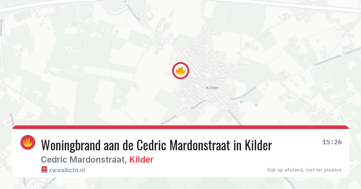 Woningbrand aan de Cedric Mardonstraat in Kilder — 4 jul 2026