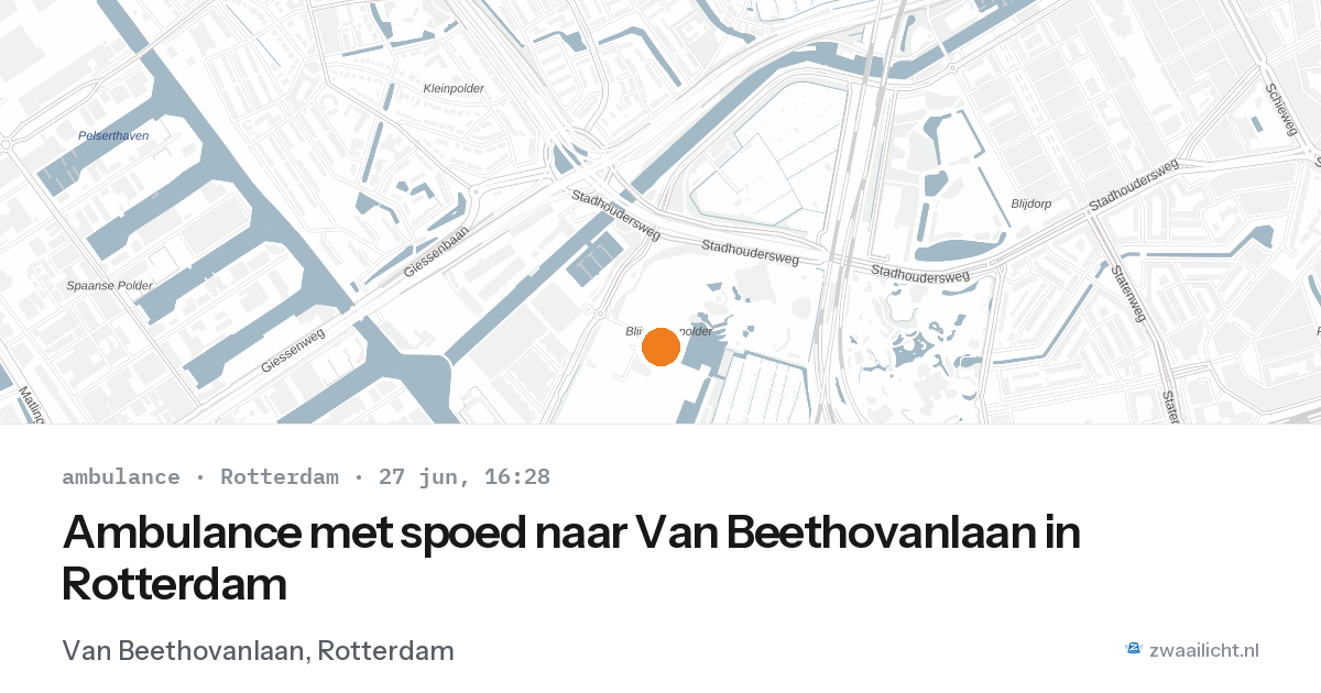 Ambulance met spoed naar Van Beethovanlaan in Rotterdam — 27 jun 2026