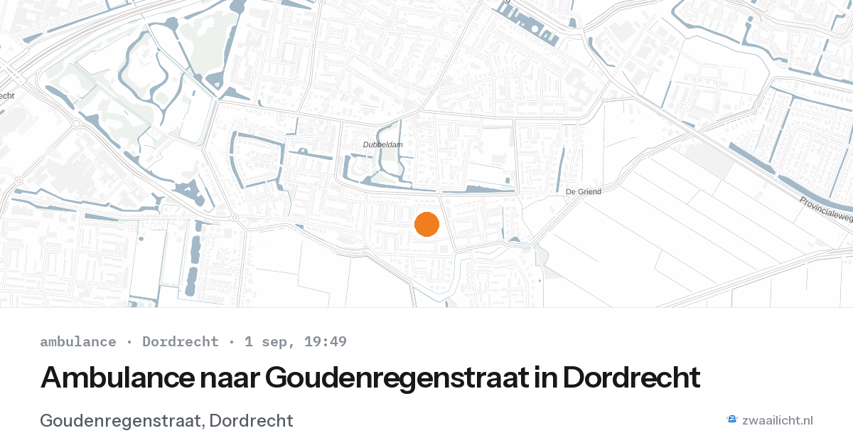 Ambulance naar Goudenregenstraat in Dordrecht — 1 sep 2026