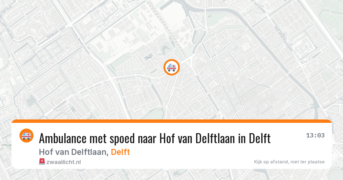 Ambulance met spoed naar Hof van Delftlaan in Delft — 28 mei 2026