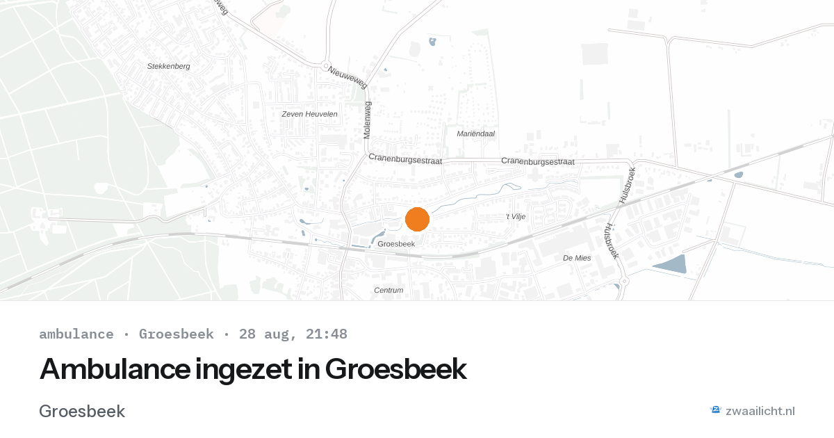 Ambulance ingezet in Groesbeek — 28 aug 2026