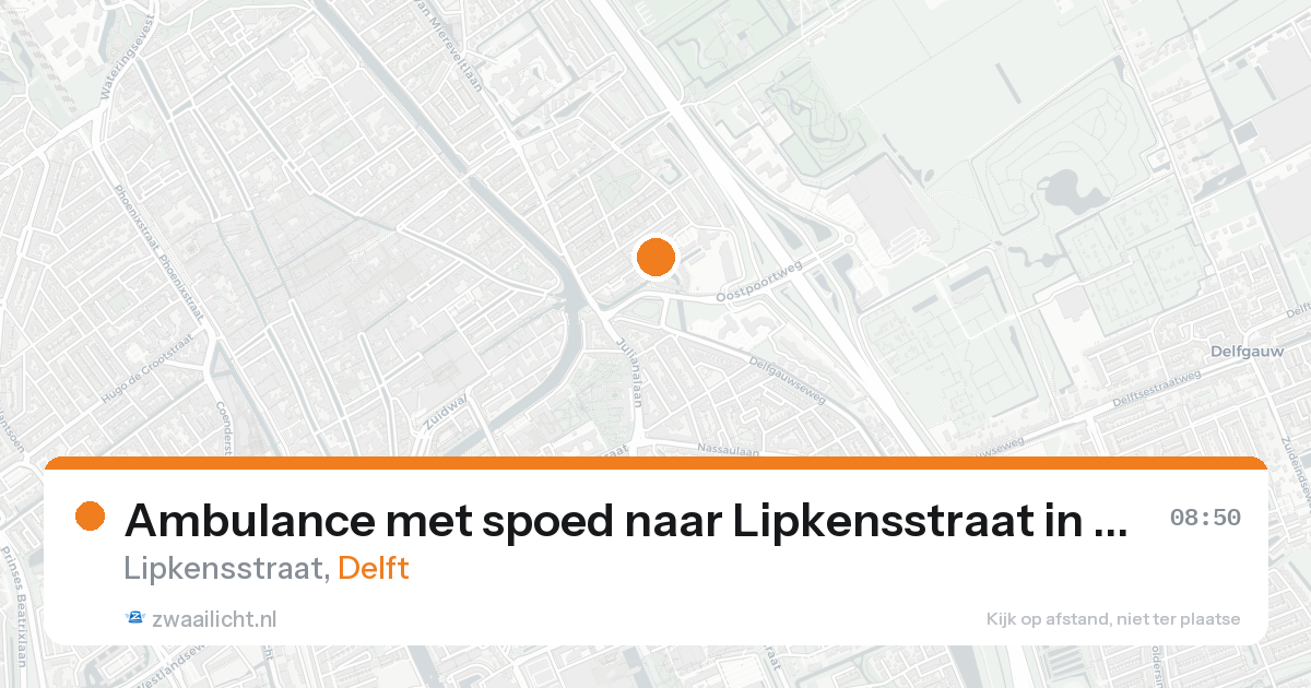 Ambulance met spoed naar Lipkensstraat in Delft — 19 aug 2026